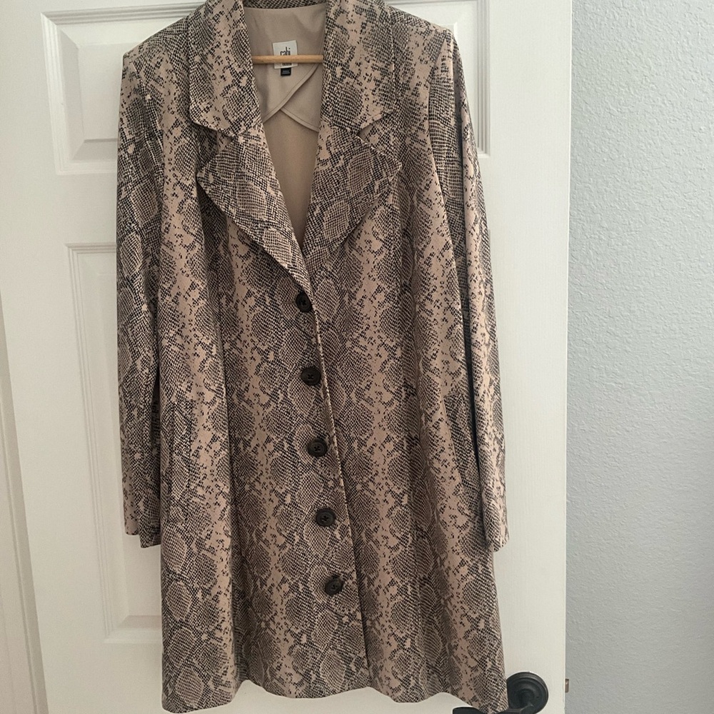 CAbi Beige and Black Animal Print Jacket